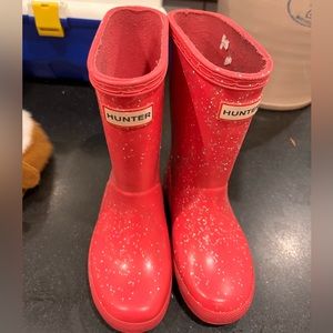Hunter Wellies kids size 9 pink with glitter